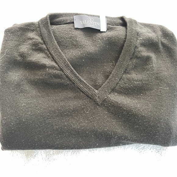 $1195 Authentic VALENTINO Jeans Made in ITALY Men's Black V-Neck Sweaters Sz.XL - Picture 5 of 14